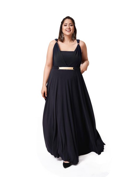 Vestido largo Multiforma (con peto) y tiras anchas azul marino L-XL