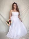 Modelo Valencia - Vestido largo blanco con corse y falda de gasa