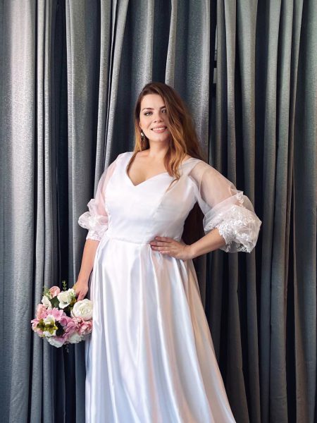 casa de moda novia talla grande blanco