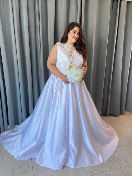 casa de moda santiago -  novia talla grande vestido blanco con encaje