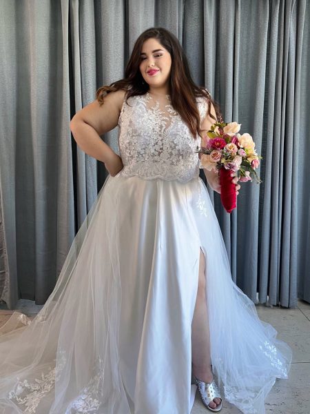 alta costura - vestido de novia con tajo plus size XL