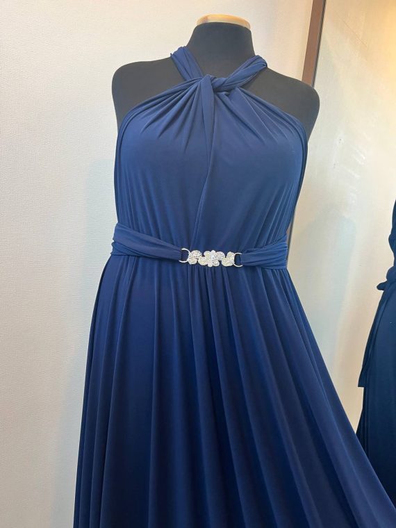 Vestido largo Multiforma (con peto) y tiras anchas azul marino L-XL