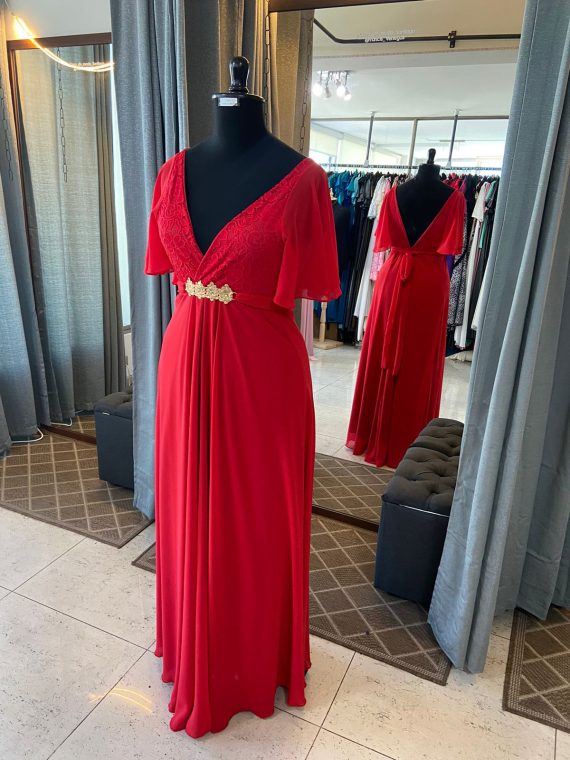 Vestido largo Emma con top de encaje con escote profundo y falda larga
