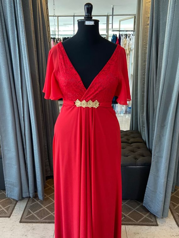 Vestido largo Emma con top de encaje con escote profundo y falda larga