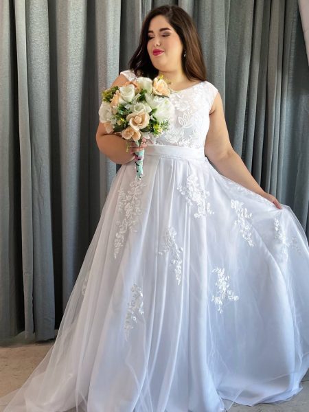 moda Santiago vestido de novia talla grande falda larga de satin