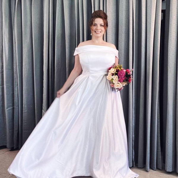 vestido de satin para novia de talla grande