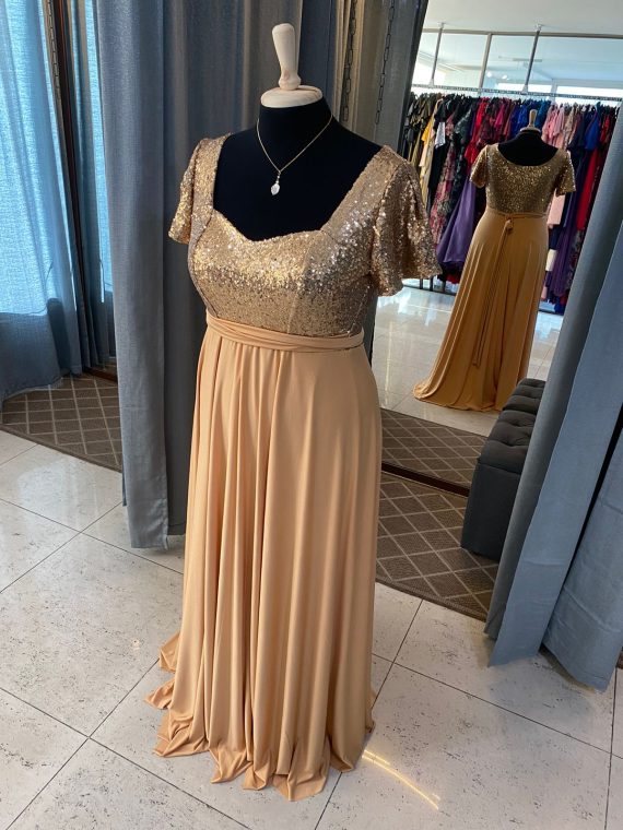 Vestido Diva con lentejuelas y falda larga