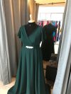 Vestido Mercedes falda Larga verde esmeralda con mangas