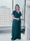 Vestido Mercedes falda Larga verde esmeralda con mangas