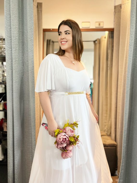 Vestido Diva con mangas y falda larga de Gasa "2XL"novia civil