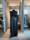 Vestido Jennifer color Negro Piel de Ángel con tiras de gasa multiformas falda Larga "Apegada" Talla : "L-XL"
