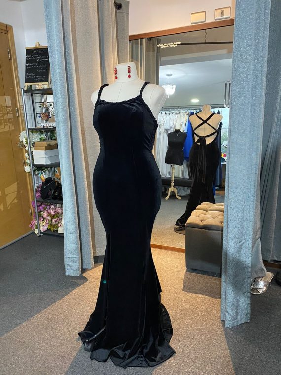 Vestido Luna color Negro Terciopelo falda Larga "Sirena" Talla : "M-L-XL"