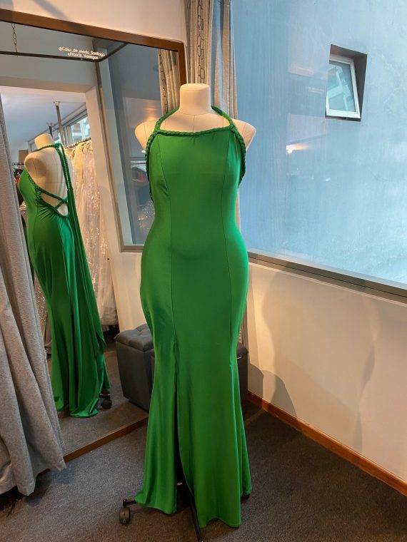 Vestido Luna color verde dupont falda Larga "Sirena" Talla : "L-XL"