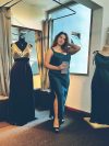 Vestido Eva color Petróleo Piel de Ángel falda Larga "Apegada"