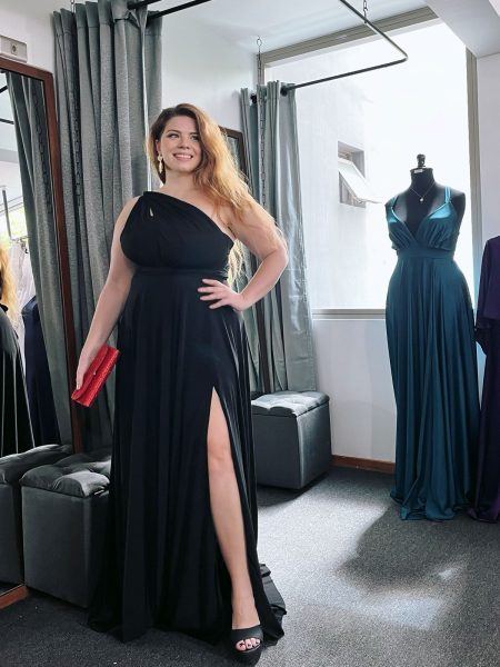 Vestido largo Multiforma (con peto) y tiras anchas falda dupont L-XL