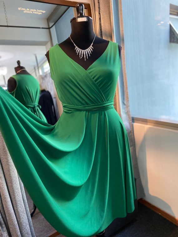 Vestido Corto Nataly en color Verde sin mangas y falda corta L-XL