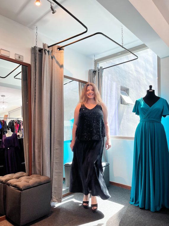 Top de Brillos (Lentejuelas) Negro escote hermoso "XL"