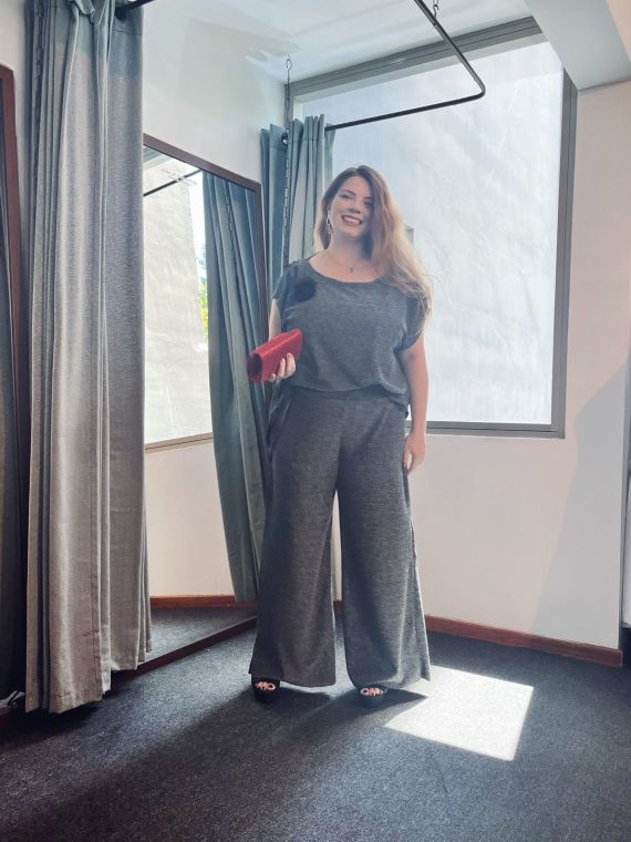 Blusas Formal color Plata Con Mangas (La rosa es opcional)