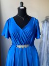 Vestido Nataly falda larga color Azul talla "2XL-3XL" Mangas de gasa