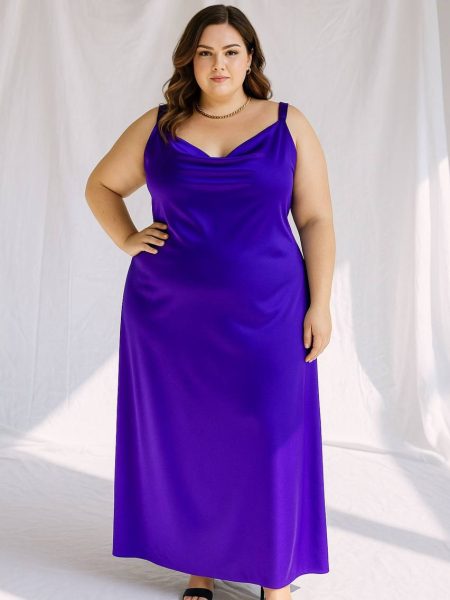 Vestido Eva color Morado Piel de Ángel falda Larga "Apegada" Talla : "XL-2XL"