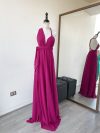 Vestido Gracia Plisado Magenta falda larga de Tela gasa +crepe talla "M-L"