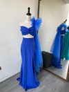 Conjunto Top con tul y Falda de Crepe color Azul Rey: "S-M"
