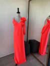 Vestido Luz color Naranja, falda Recta con tajo, Talla M-L