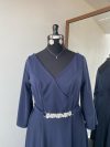 Vestido Mercedes con falda Larga de Crepe color Azul Marino con mangas 3/4
