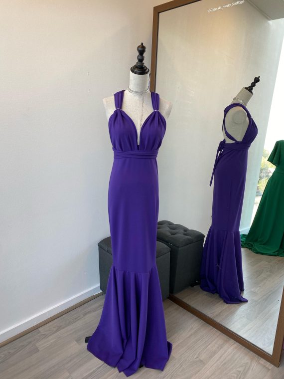 Vestido Galaxia (Exclusivo para arriendo) sirena (apegado) color Obispo falda larga "XS"