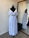 Vestido Lidia con mangas Gloria de gasa falda Larga de lycra talla "XL" color blanco novia Civil
