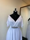Vestido Lidia con mangas Gloria de gasa falda Larga de lycra talla "XL" color blanco novia Civil