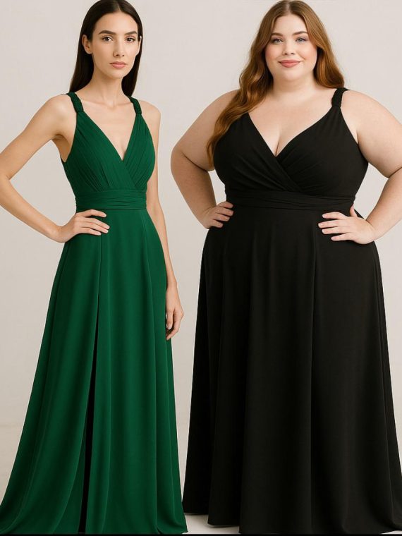 Vestido Gracia Plisado Magenta falda larga de Tela gasa +crepe talla "M-L"