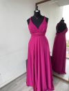 Vestido Gracia Plisado Magenta falda larga de Tela gasa +crepe talla "M-L"