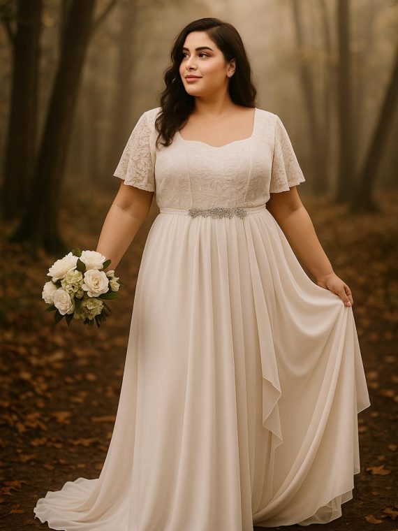 Vestido Diva con mangas plato de encaje falda larga de lycra talla "XL-2XL"