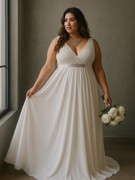 Vestido largo-Emma sin mangas y falda larga talla "L-XL" escote en "V" en la espalda