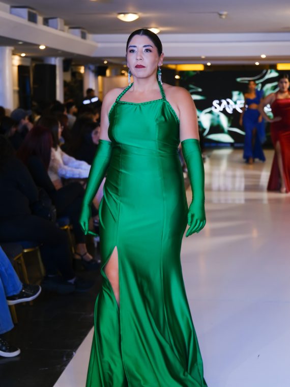 Vestido Luna color verde dupont falda Larga "Sirena" Talla : "L-XL"