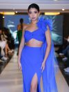 Conjunto Top con tul y Falda de Crepe color Azul Rey: "S-M"