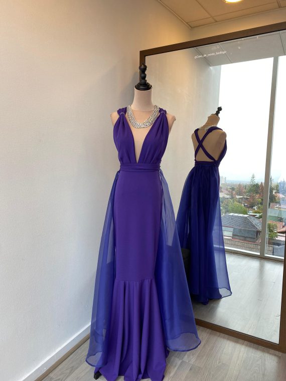 Vestido Galaxia (Exclusivo para arriendo) sirena (apegado) color Obispo falda larga "XS"