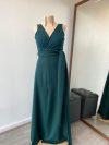 Vestido Emma, Verde Oscuro, Crep, falda apegada talla "M-L"