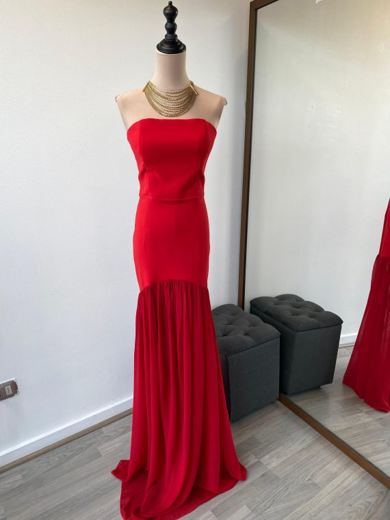 Vestido Flor (apegado) color rojo falda Sirena "S"