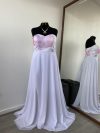 Vestido de novia talla "L-XL" Leslie sin mangas strapless (corsé) y falda larga de gasa top con estampado