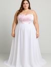 Vestido de novia talla "L-XL" Leslie sin mangas strapless (corsé) y falda larga de gasa top con estampado