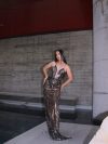 Vestido Perla (Exclusivo para arriendo) Lentejuelas negro-dorado falda Larga "Apegada" Talla : "XXS"