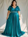 Vestido Lidia Largo con mangas tela satinada desde la talla "L-XL"