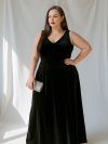 Vestido Jeniffer color Negro Terciopelo falda Larga