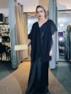 Vestido Jennifer color Negro Piel de Ángel con tiras de gasa multiformas falda Larga "Apegada" Talla : "L-XL"