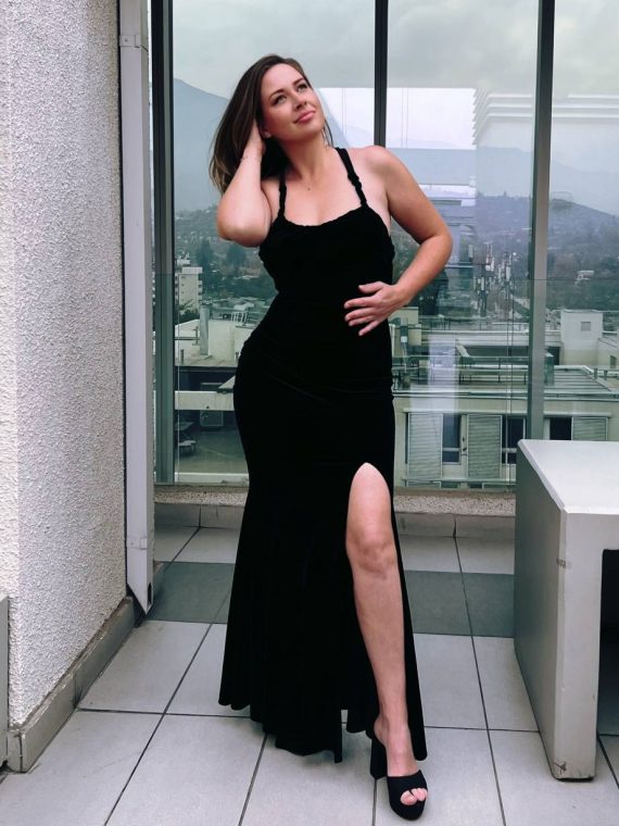 Vestido Luna color Negro Terciopelo falda Larga "Sirena" Talla : "M-L-XL"