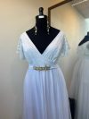 Vestido Mercedes con mangas plato de encaje falda de Tul talla "L-XL" Blanco