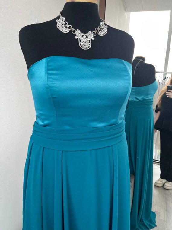 Vestido Leslie, color verde petroleo, falda de gasa Talla L-XL