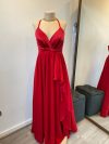 Vestido Luciana color rojo sin mangas y falda larga gasa talla S